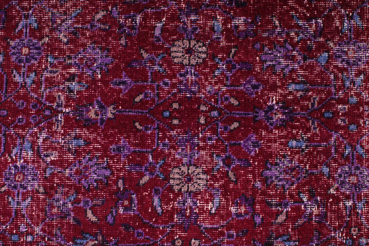 4x9 Red and Purple Turkish Overdyed Runner