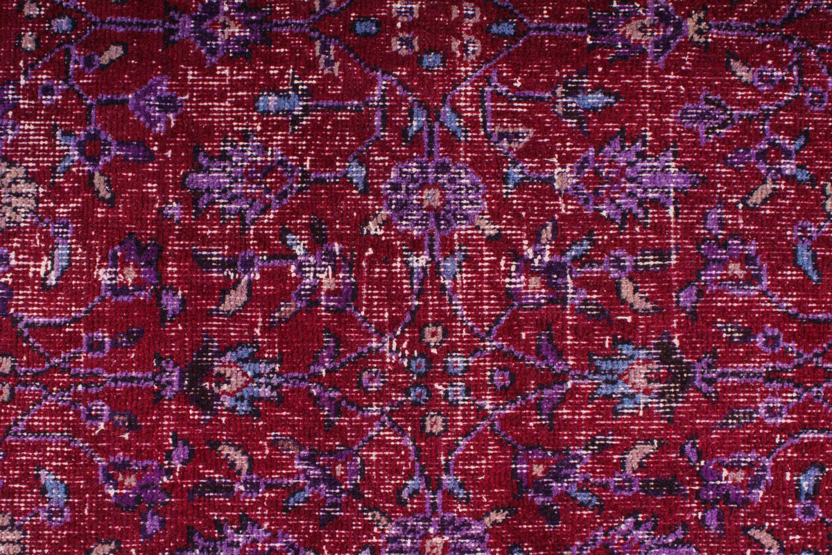 4x9 Red and Purple Turkish Overdyed Runner