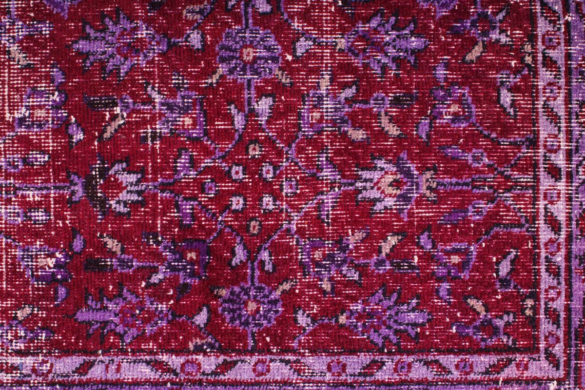 4x9 Red and Purple Turkish Overdyed Runner