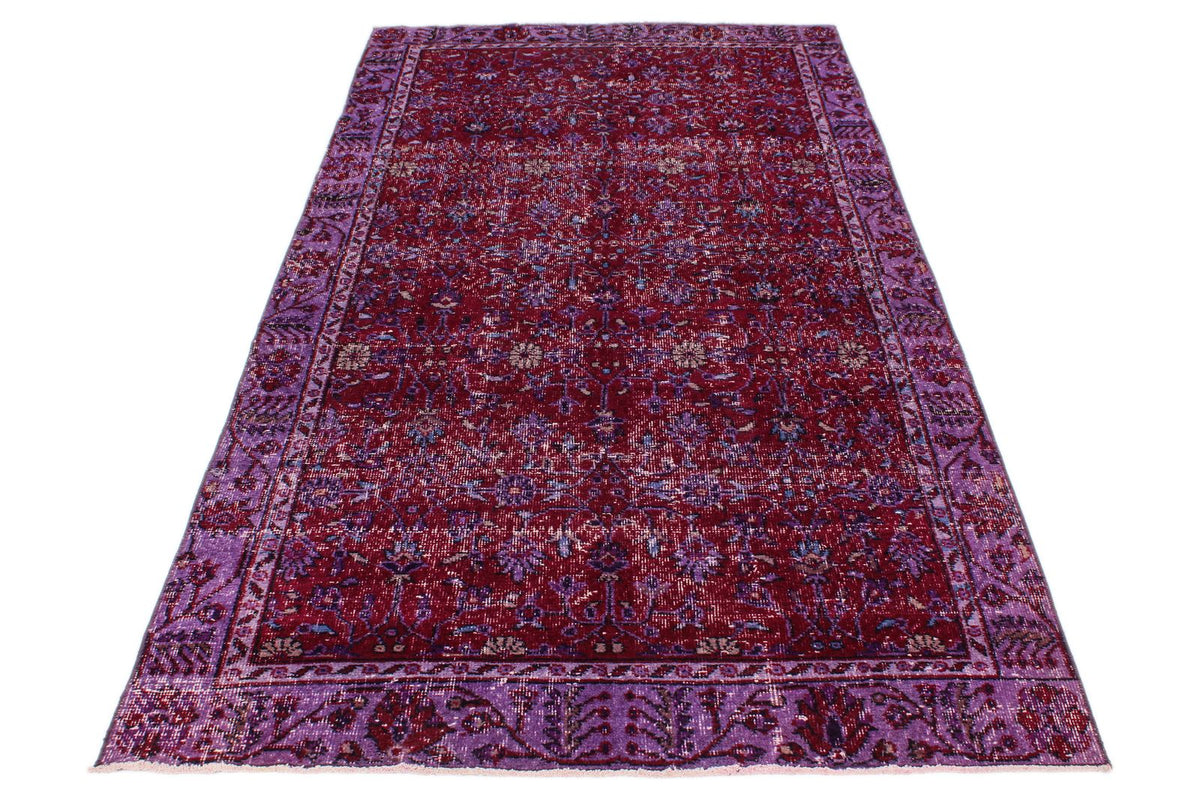 4x9 Red and Purple Turkish Overdyed Runner