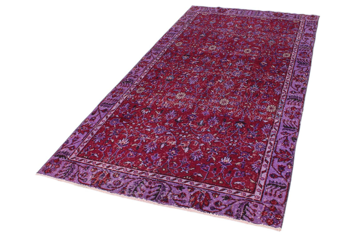 4x9 Red and Purple Turkish Overdyed Runner