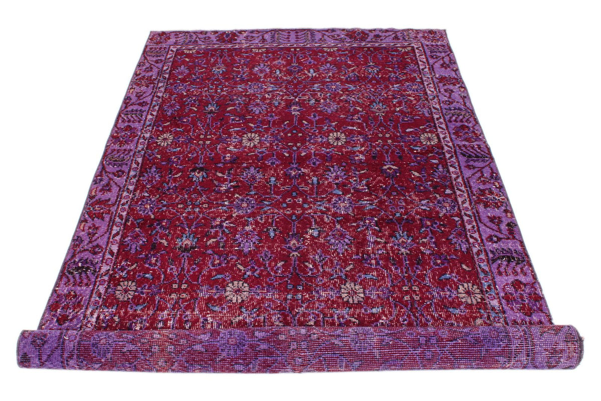 4x9 Red and Purple Turkish Overdyed Runner