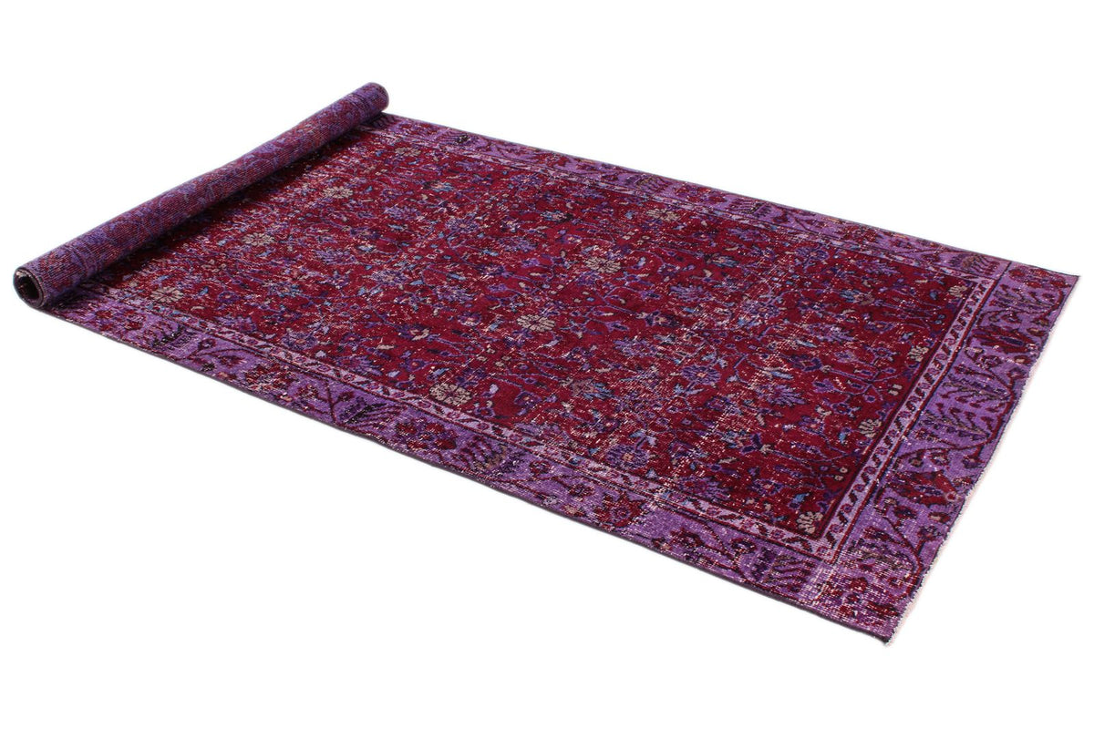 4x9 Red and Purple Turkish Overdyed Runner