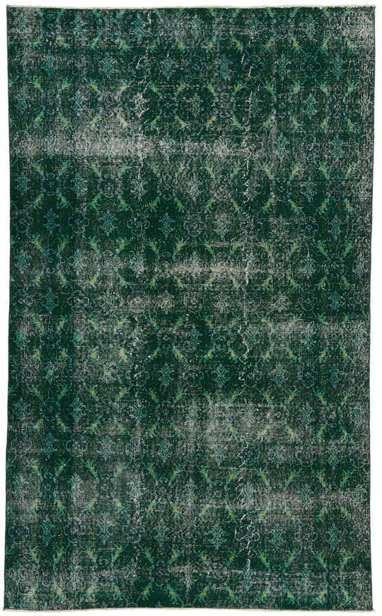 5x8 Green and Green Turkish Overdyed Rug