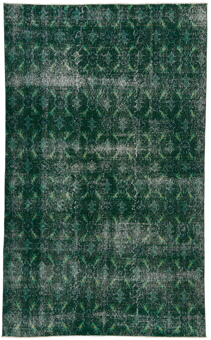 5x8 Green and Green Turkish Overdyed Rug