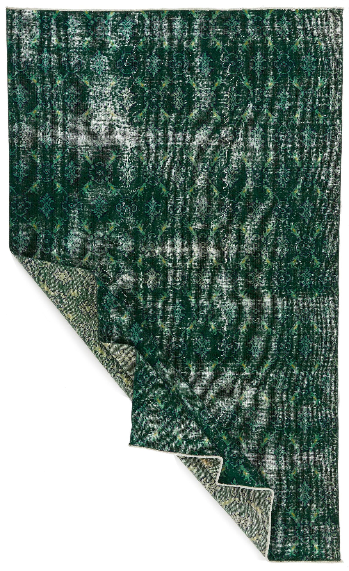 5x8 Green and Green Turkish Overdyed Rug