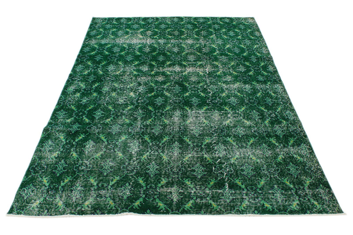 5x8 Green and Green Turkish Overdyed Rug
