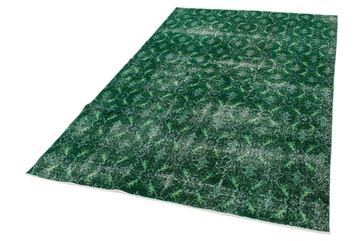 5x8 Green and Green Turkish Overdyed Rug