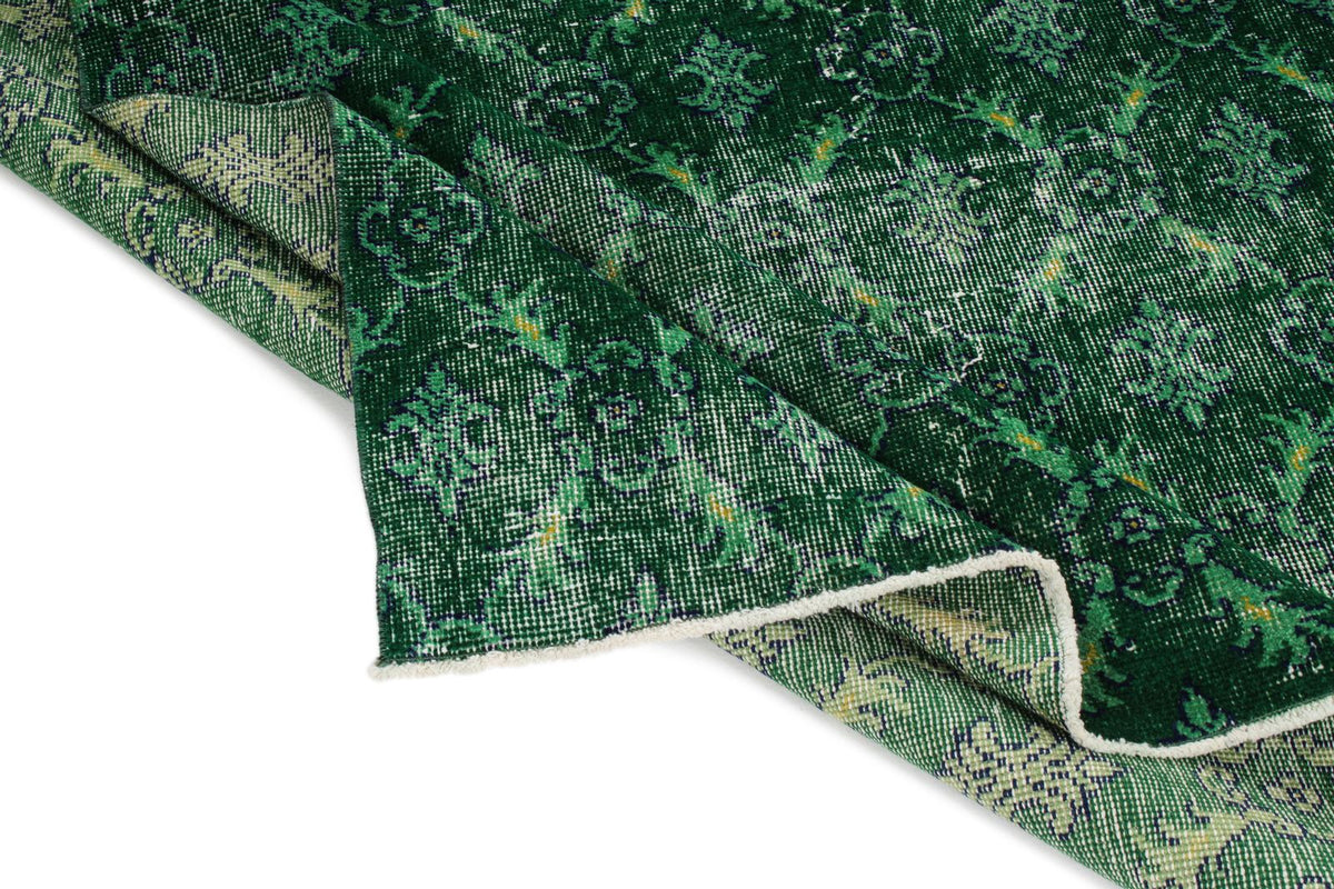 5x8 Green and Green Turkish Overdyed Rug