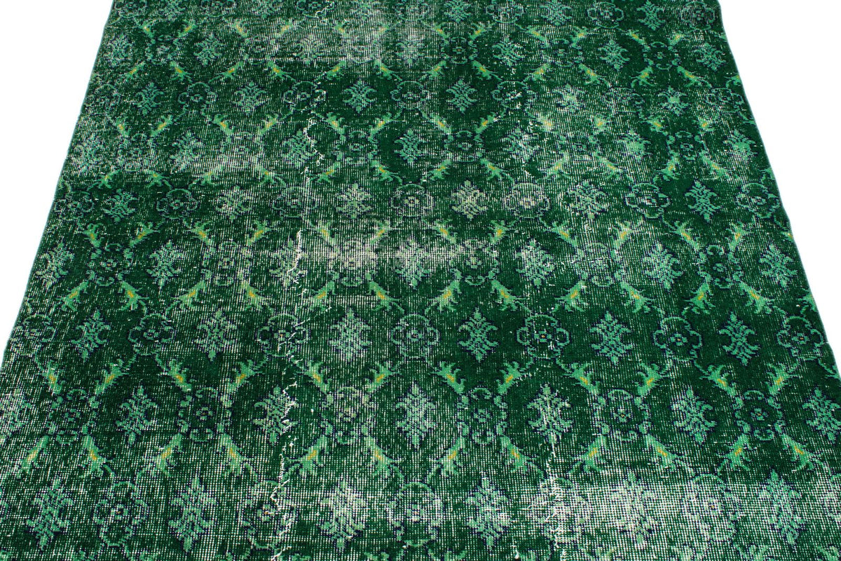 5x8 Green and Green Turkish Overdyed Rug