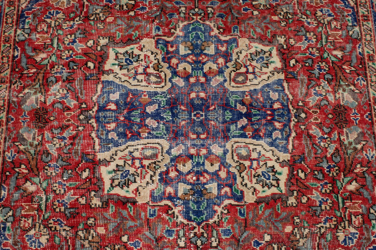 2x4 Red and Navy Turkish Overdyed Runner