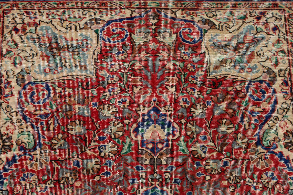2x4 Red and Navy Turkish Overdyed Runner