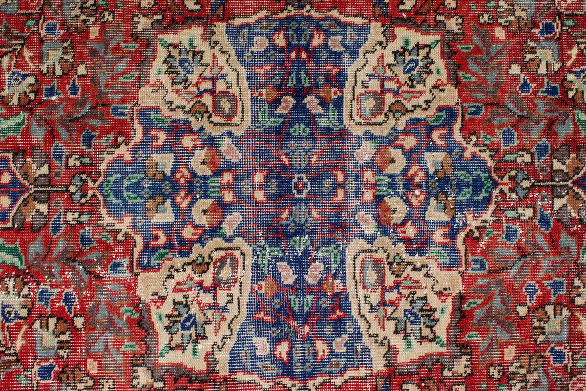 2x4 Red and Navy Turkish Overdyed Runner