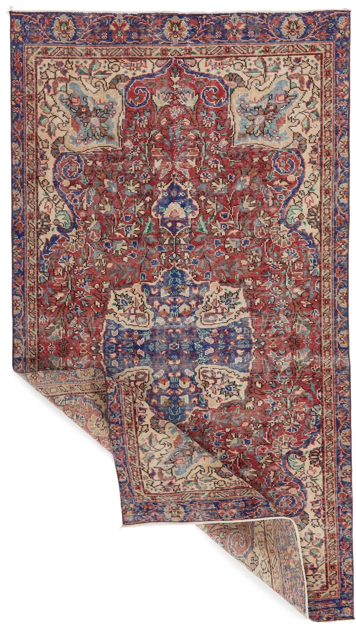 2x4 Red and Navy Turkish Overdyed Runner
