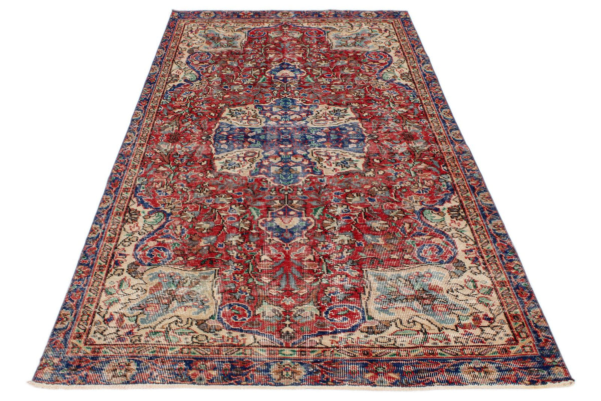 2x4 Red and Navy Turkish Overdyed Runner