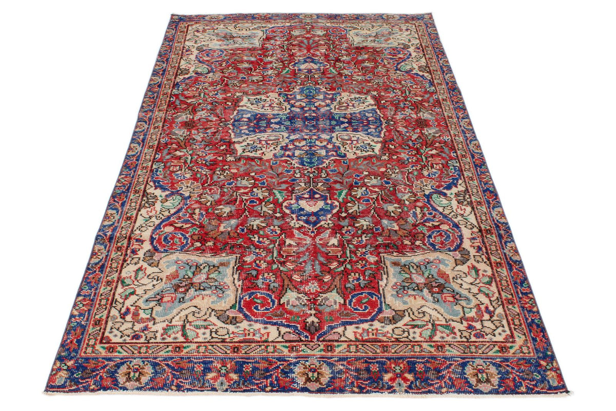 2x4 Red and Navy Turkish Overdyed Runner