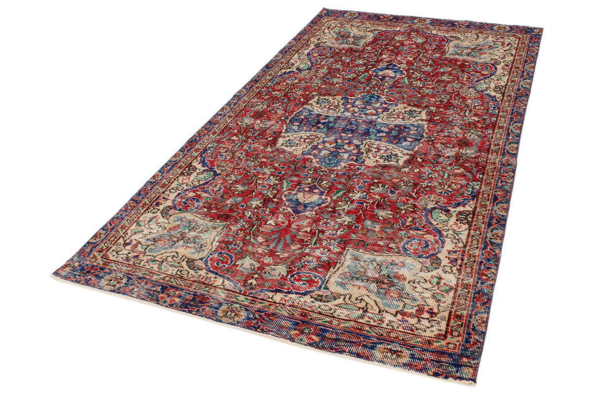 2x4 Red and Navy Turkish Overdyed Runner