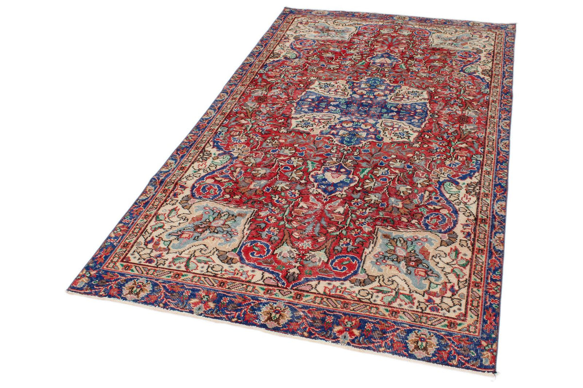 2x4 Red and Navy Turkish Overdyed Runner