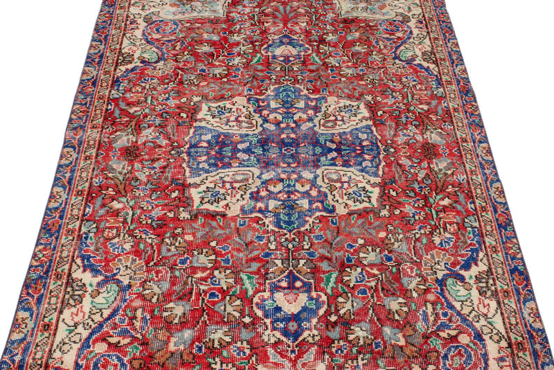 2x4 Red and Navy Turkish Overdyed Runner