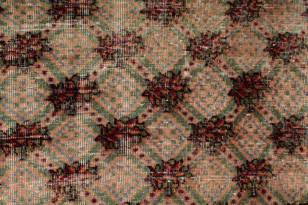 5x9 Brown and Multicolor Turkish Overdyed Rug