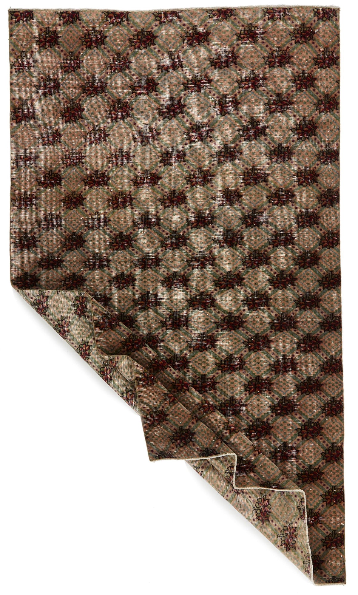 5x9 Brown and Multicolor Turkish Overdyed Rug