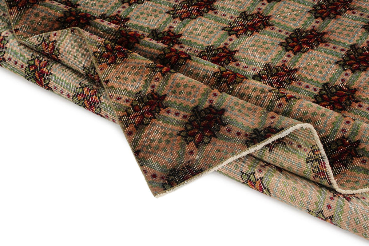 5x9 Brown and Multicolor Turkish Overdyed Rug