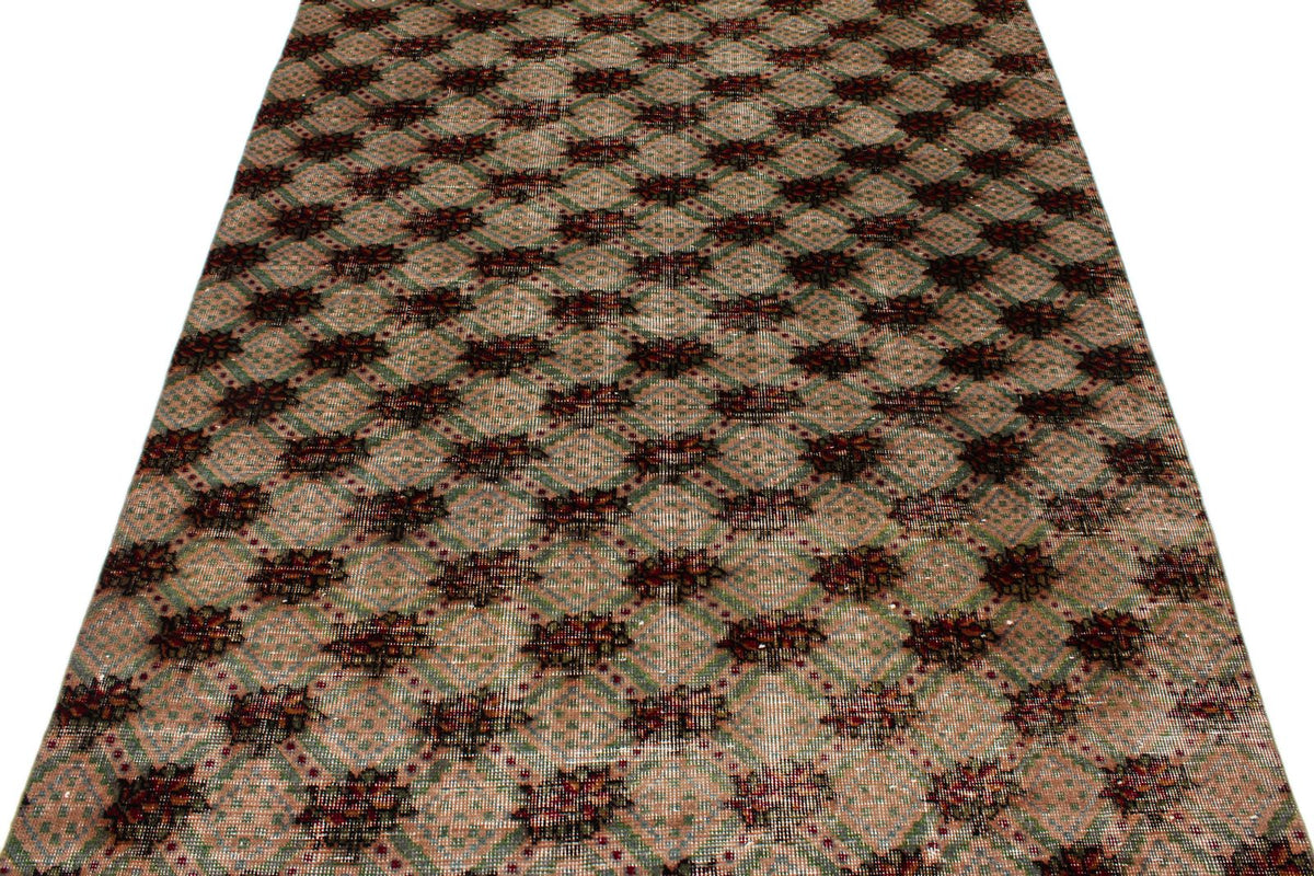 5x9 Brown and Multicolor Turkish Overdyed Rug