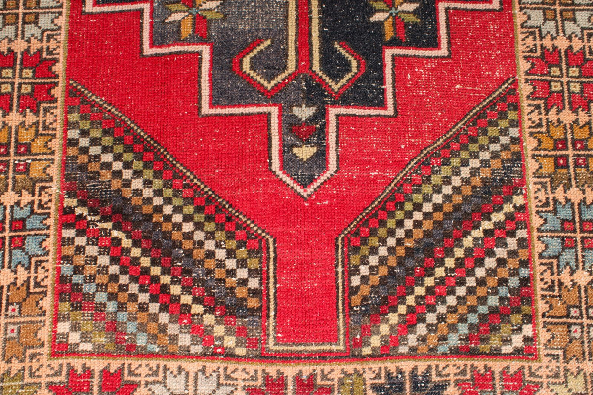 4x8 Red and Multicolor Turkish Anatolian Runner