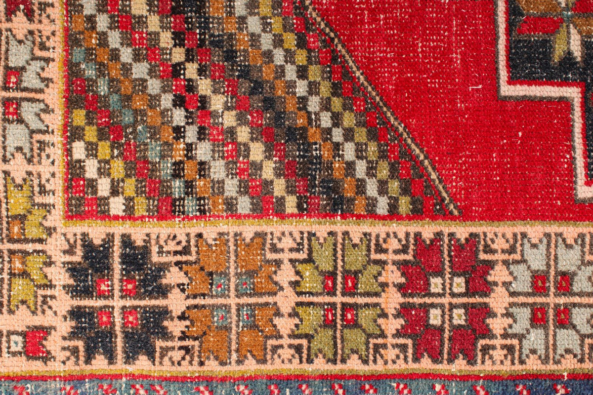 4x8 Red and Multicolor Turkish Anatolian Runner