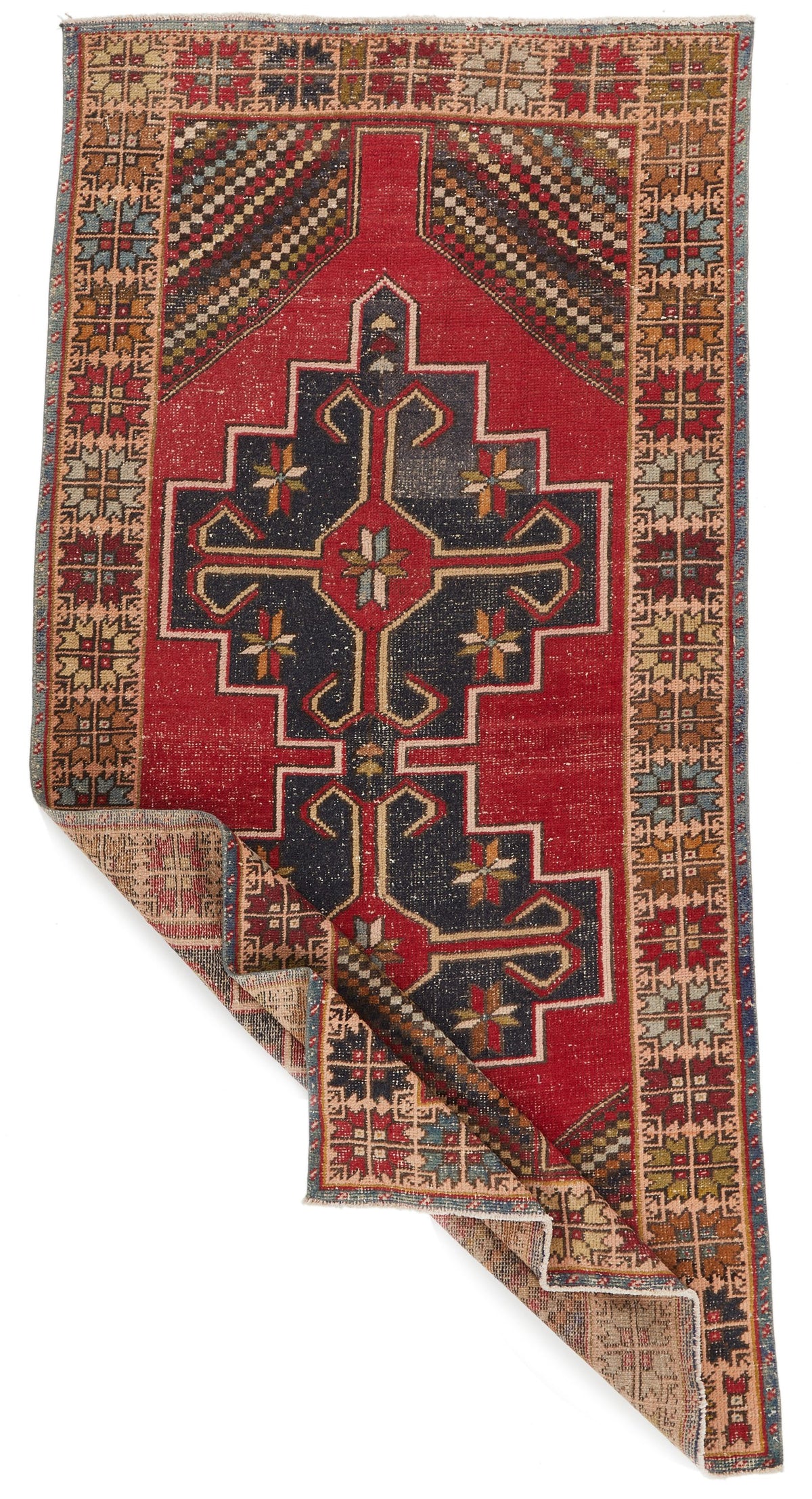 4x8 Red and Multicolor Turkish Anatolian Runner