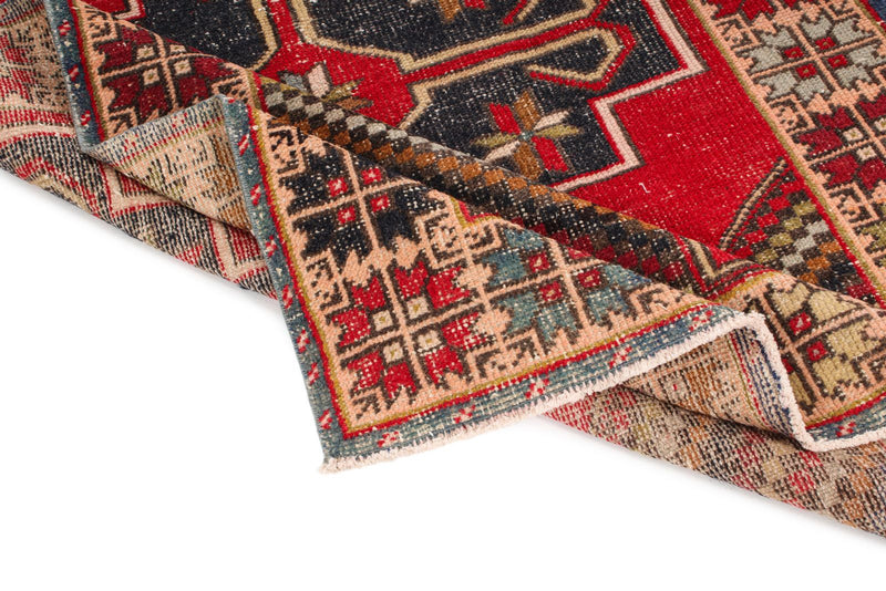 4x8 Red and Multicolor Turkish Anatolian Runner