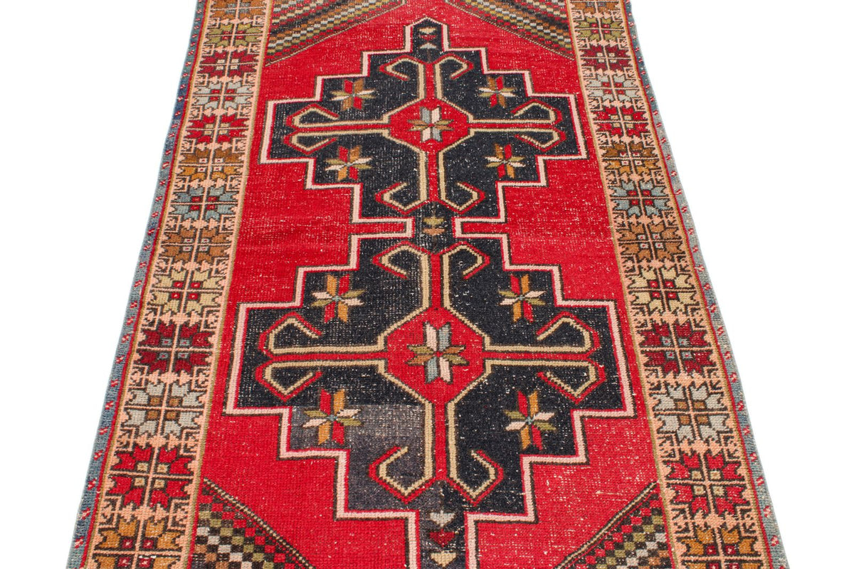 4x8 Red and Multicolor Turkish Anatolian Runner
