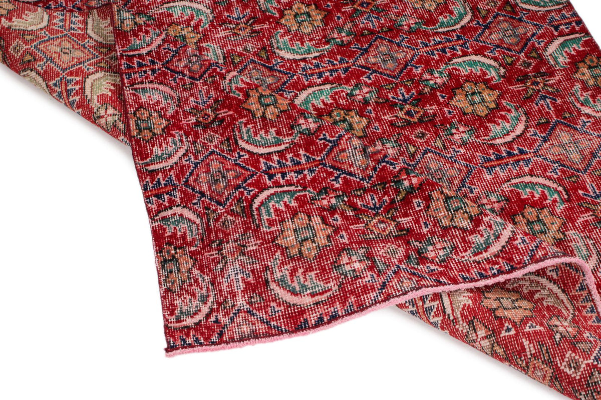 4x7 Red and Multicolor Turkish Anatolian Rug