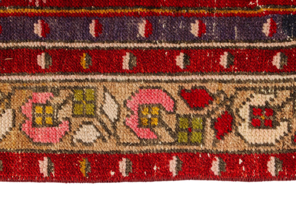 4x7 Red and Multicolor Anatolian Turkish Tribal Rug