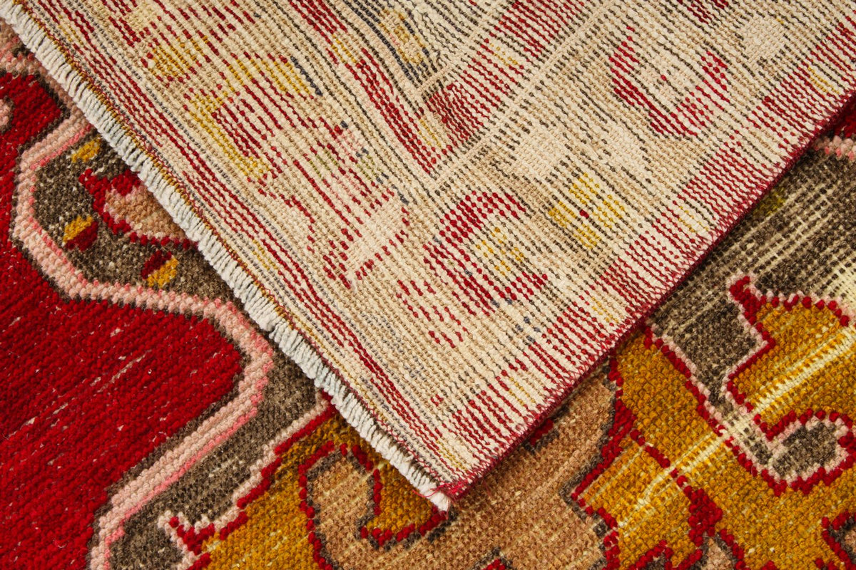 4x7 Red and Multicolor Anatolian Turkish Tribal Rug