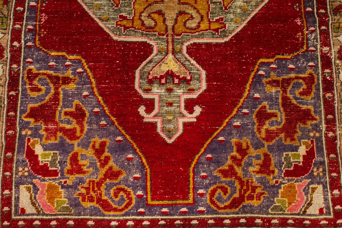4x7 Red and Multicolor Anatolian Turkish Tribal Rug