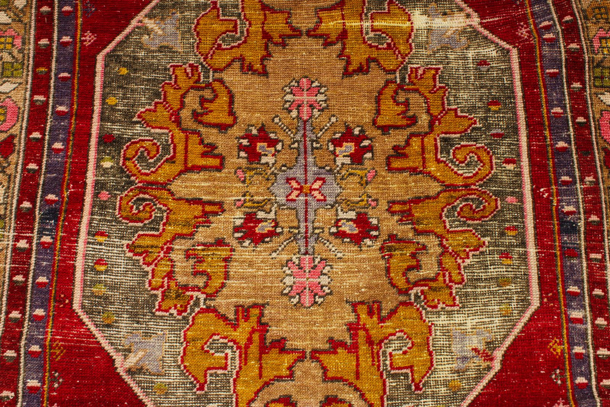 4x7 Red and Multicolor Anatolian Turkish Tribal Rug