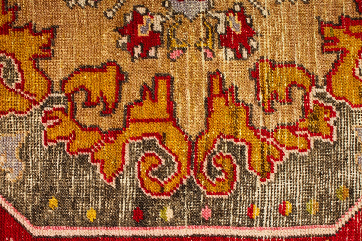 4x7 Red and Multicolor Anatolian Turkish Tribal Rug