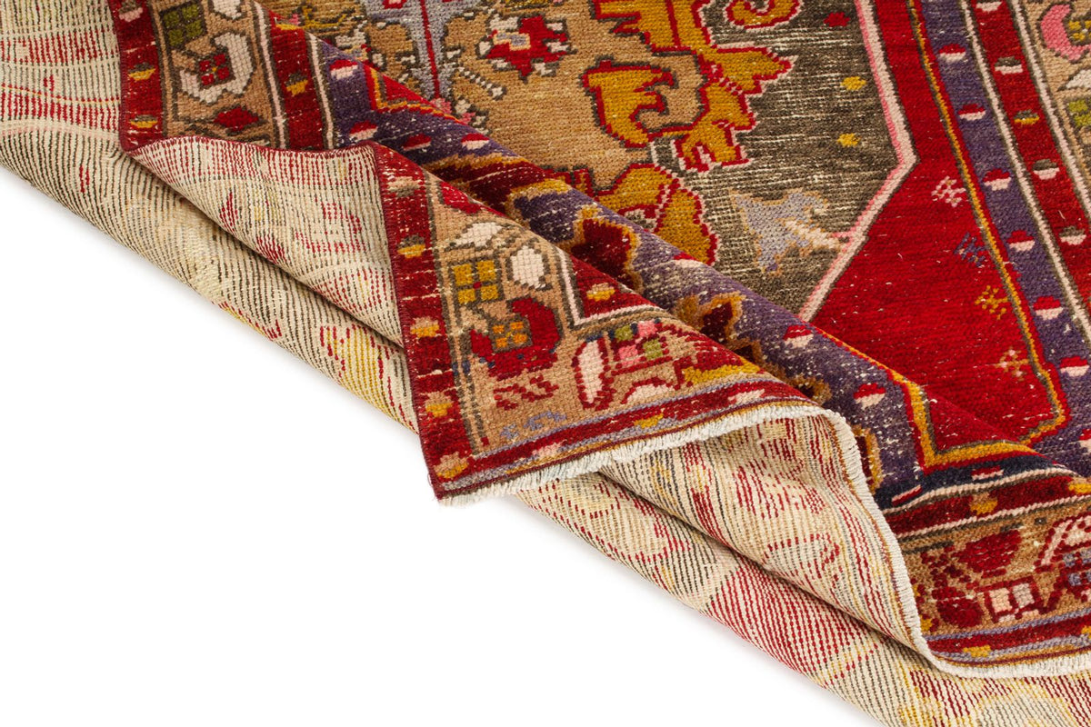 4x7 Red and Multicolor Anatolian Turkish Tribal Rug