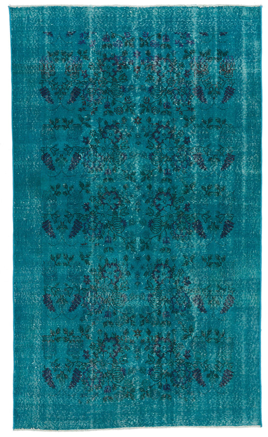 5x8 Navy and Turquoıse Turkish Anatolian Rug