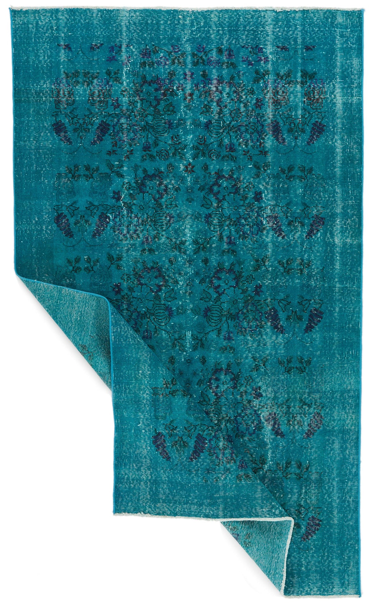 5x8 Navy and Turquoıse Turkish Anatolian Rug