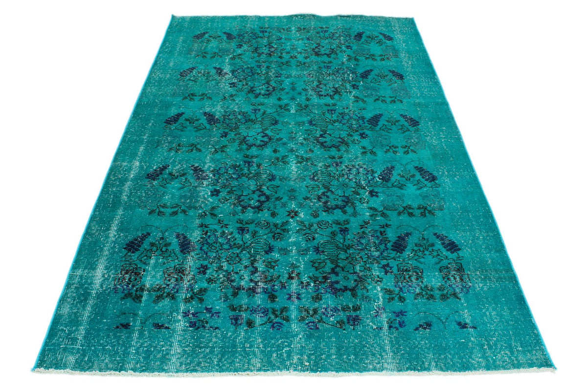 5x8 Navy and Turquoıse Turkish Anatolian Rug