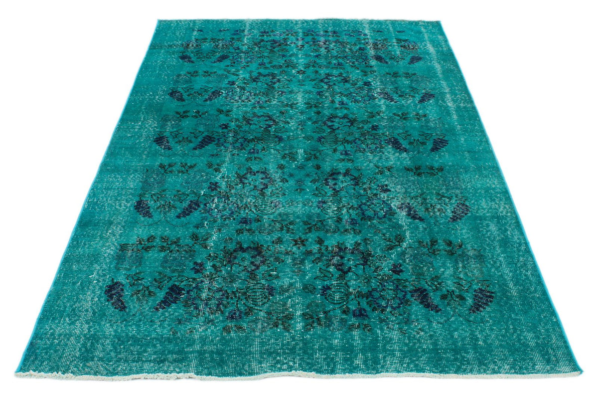 5x8 Navy and Turquoıse Turkish Anatolian Rug