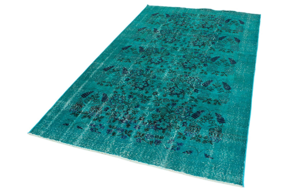5x8 Navy and Turquoıse Turkish Anatolian Rug