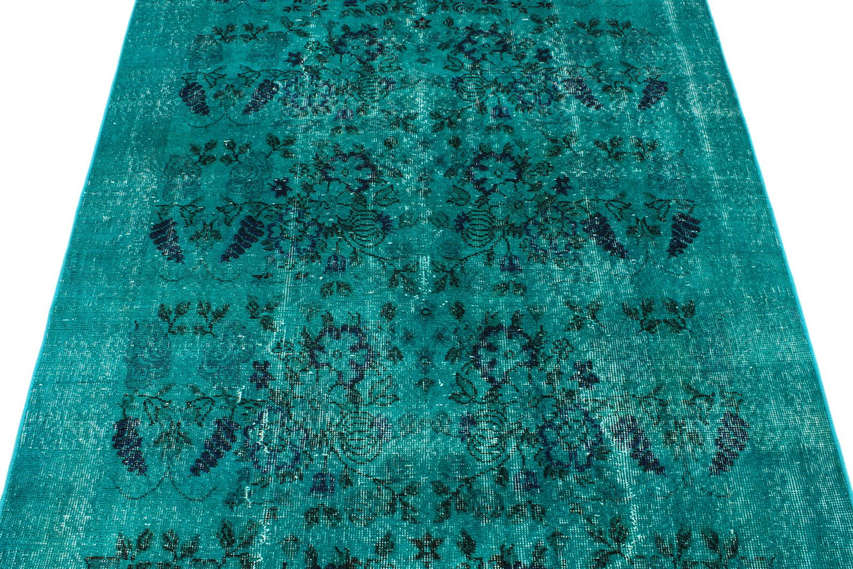 5x8 Navy and Turquoıse Turkish Anatolian Rug