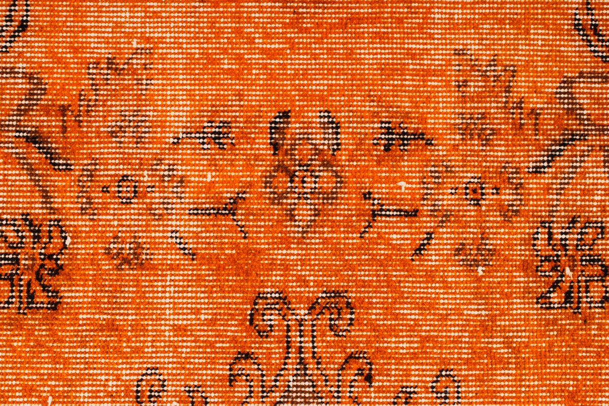 5x9 Orange and Black Turkish Overdyed Rug