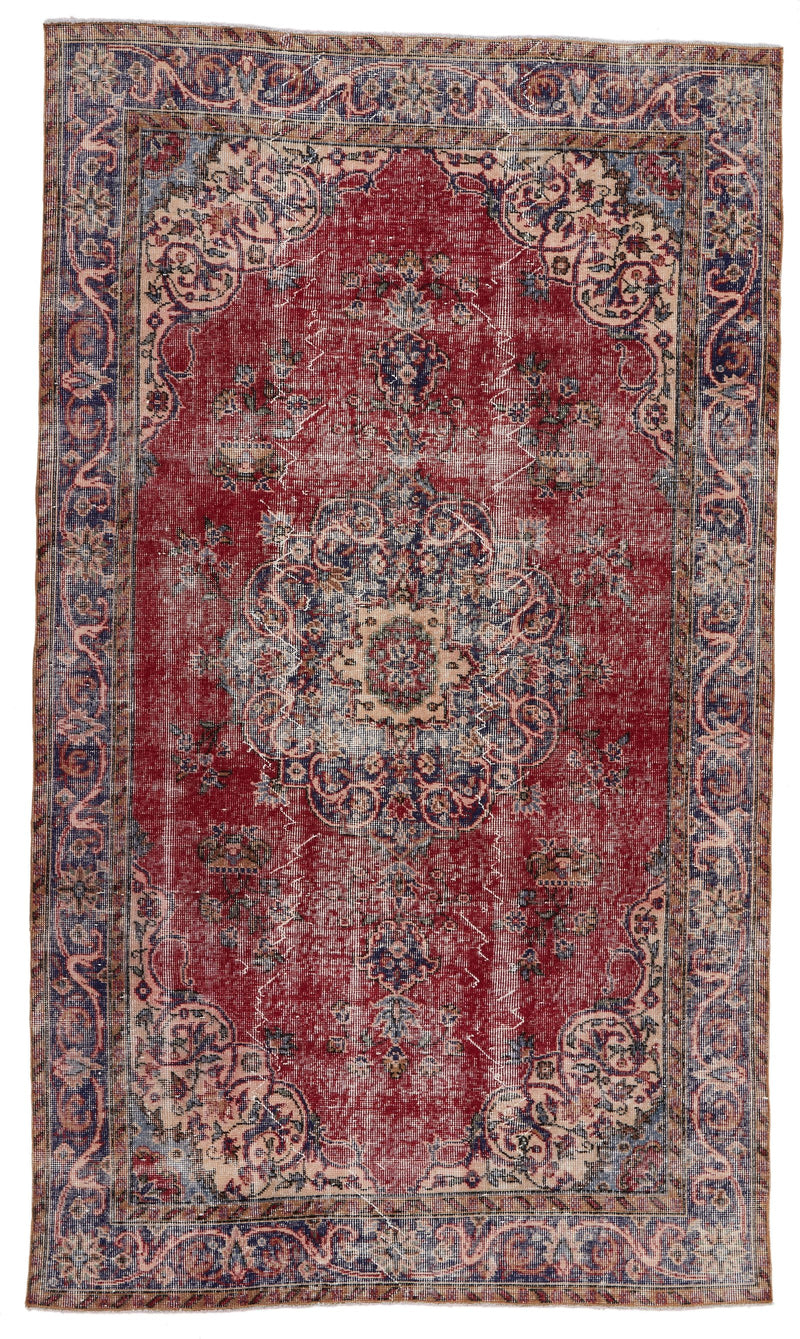 5x8 Beige and Navy Turkish Anatolian Rug