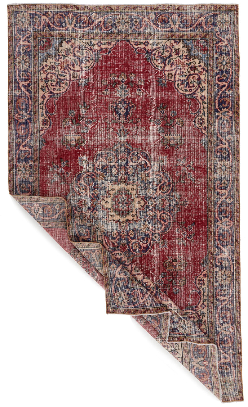 5x8 Beige and Navy Turkish Anatolian Rug