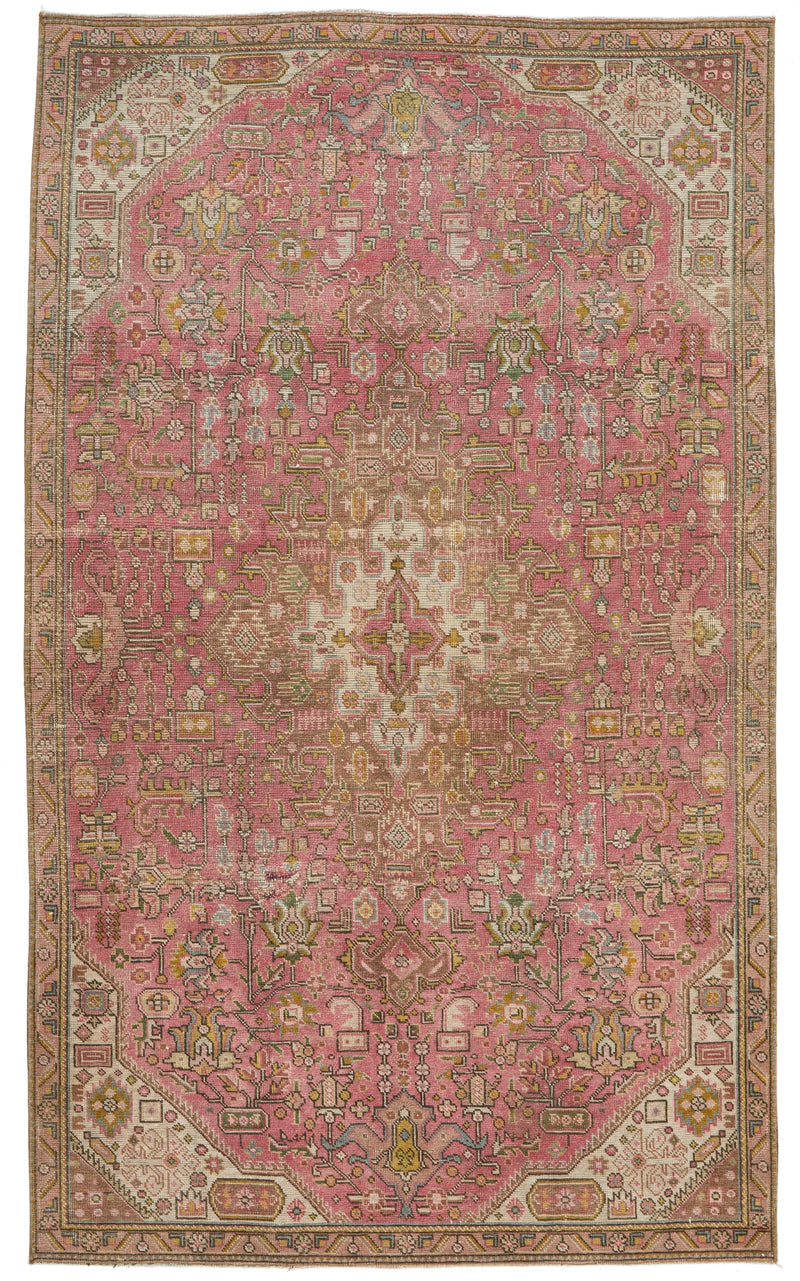5x8 Pink and Brown Turkish Overdyed Rug