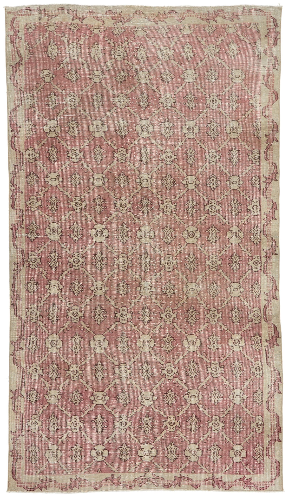 5x9 Pink and Ivory Turkish Anatolian Rug